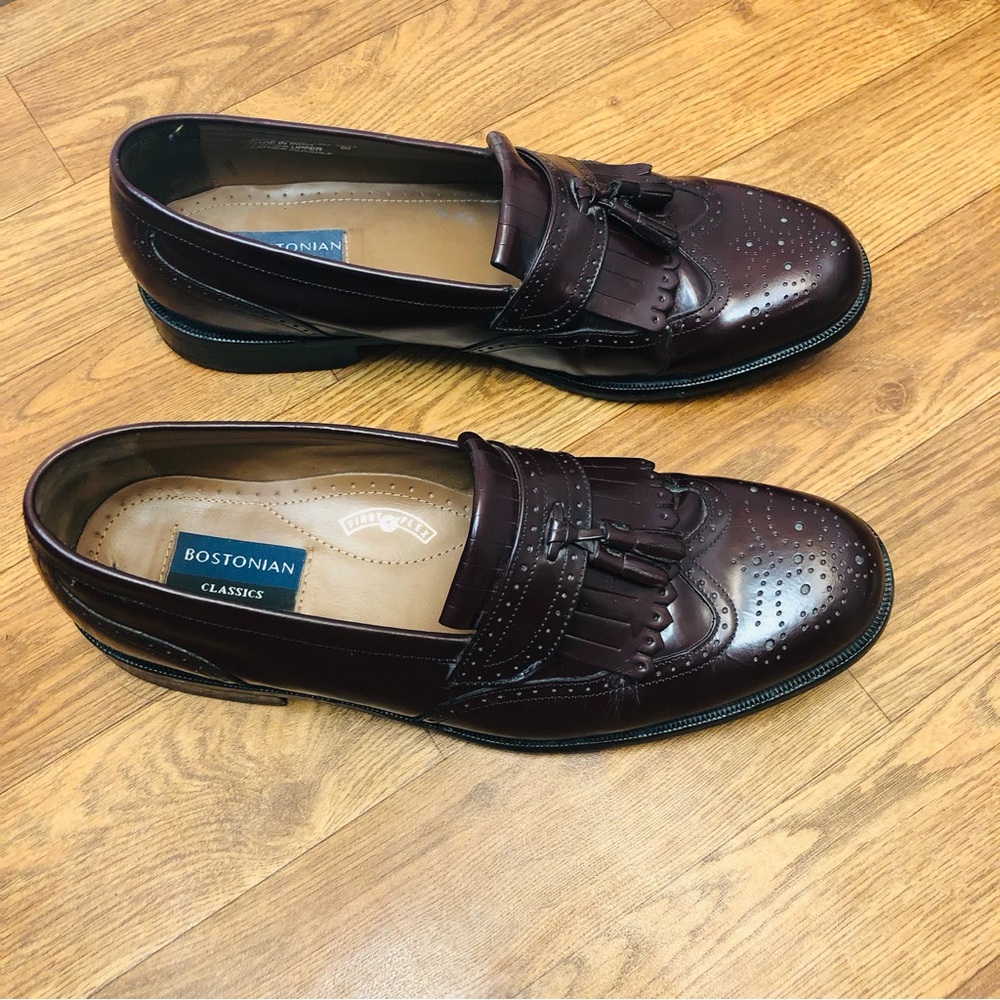 Bostonian First Flex Men’s Wingtip Tassel Loafers Shoes Size 12 M Burgundy